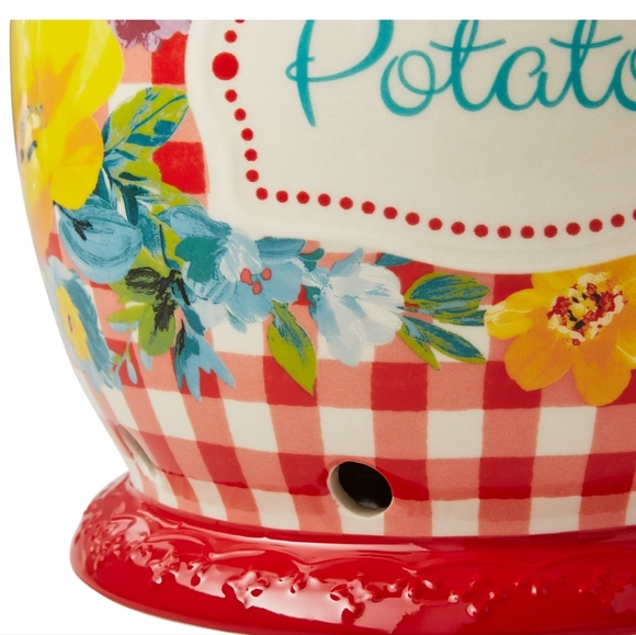 ❤️ New Pioneer Woman Sweet Romance Red Gingham Potatoe Keeper - Picture 5 of 8